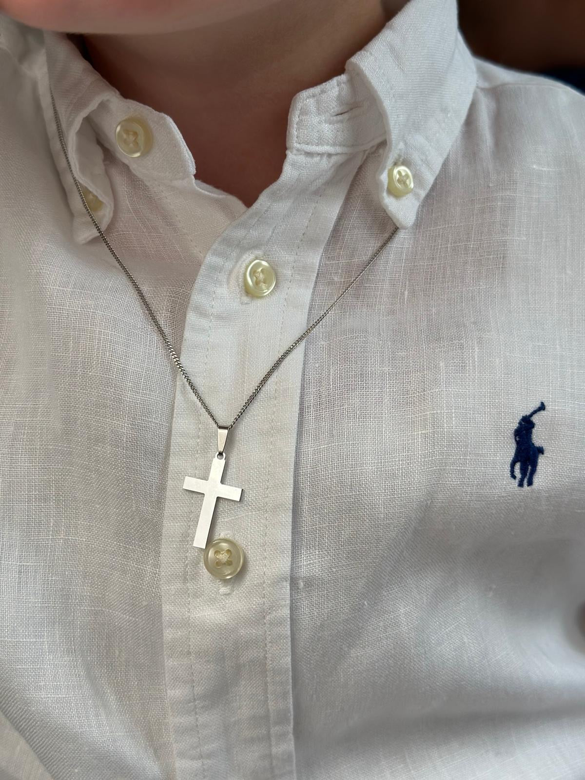 Personalized Necklace Cross Pendant with Engraving 925 Silver Rhodium Plated