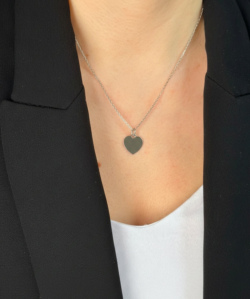 Personalized Heart Necklace Pendant Engraving Birth Flower 925 Sterling Silver Rhodium Plated