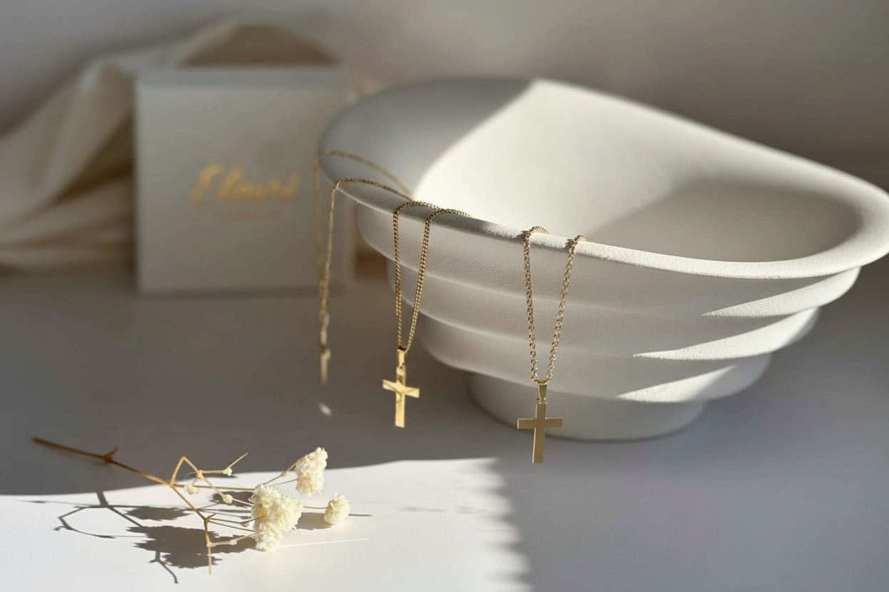 Personalized Cross Necklace Pendant Engraving 925 Silver 18K Gold Plated