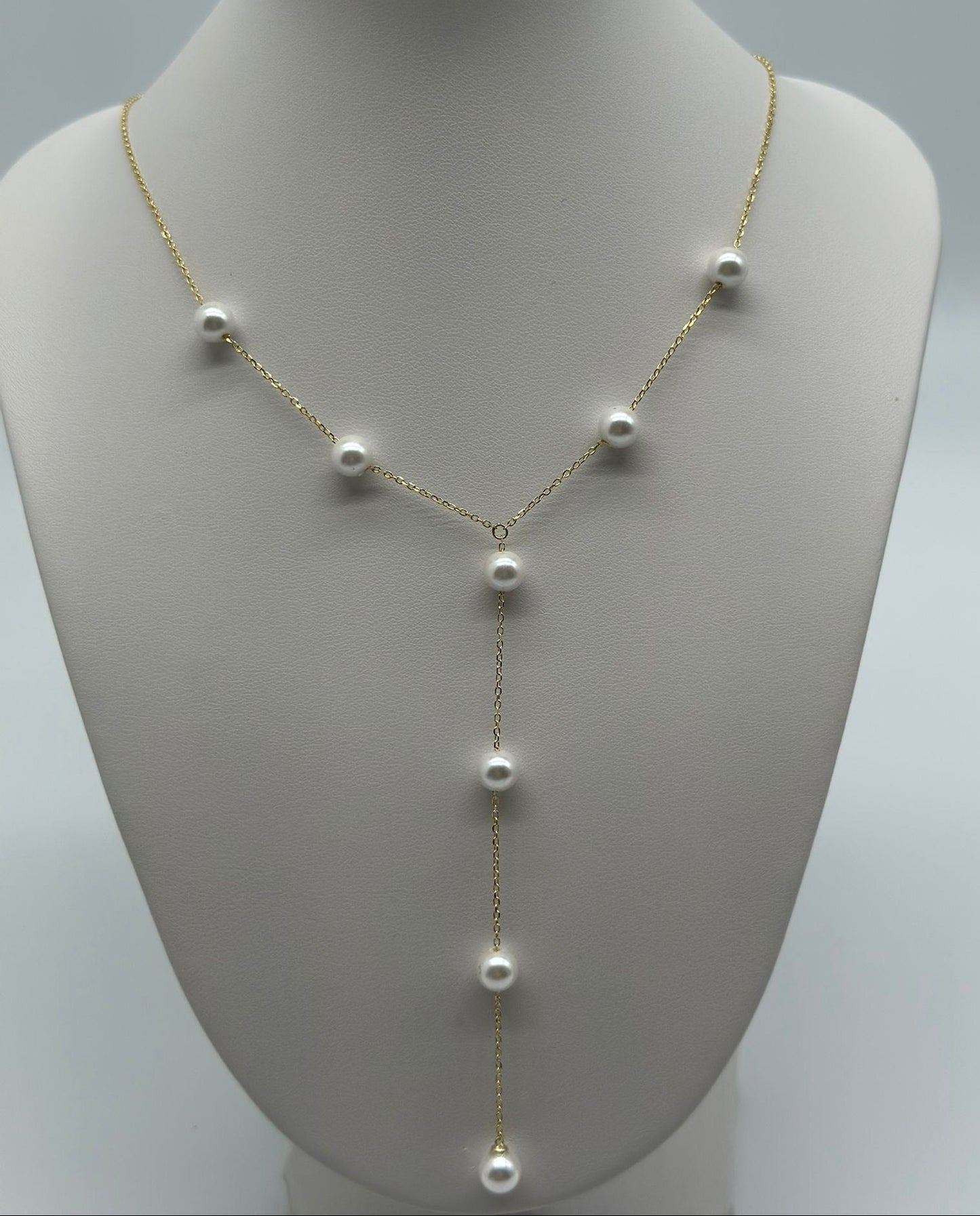 Y-Necklace with Pearls in 925 Silver - 18K Gold Plated