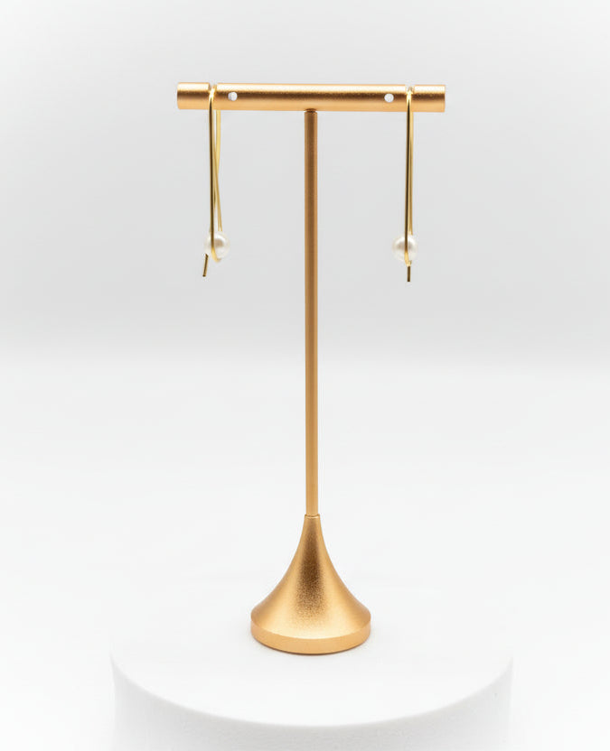 Threader Earrings with Pearl in Gold-Plated 925 Sterling Silver