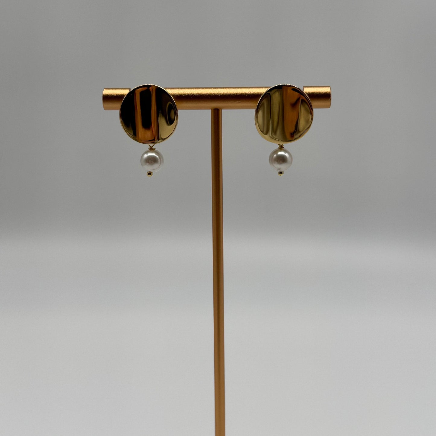 Pearl Stud Earrings in 925 Sterling Silver, 18K Gold Plated