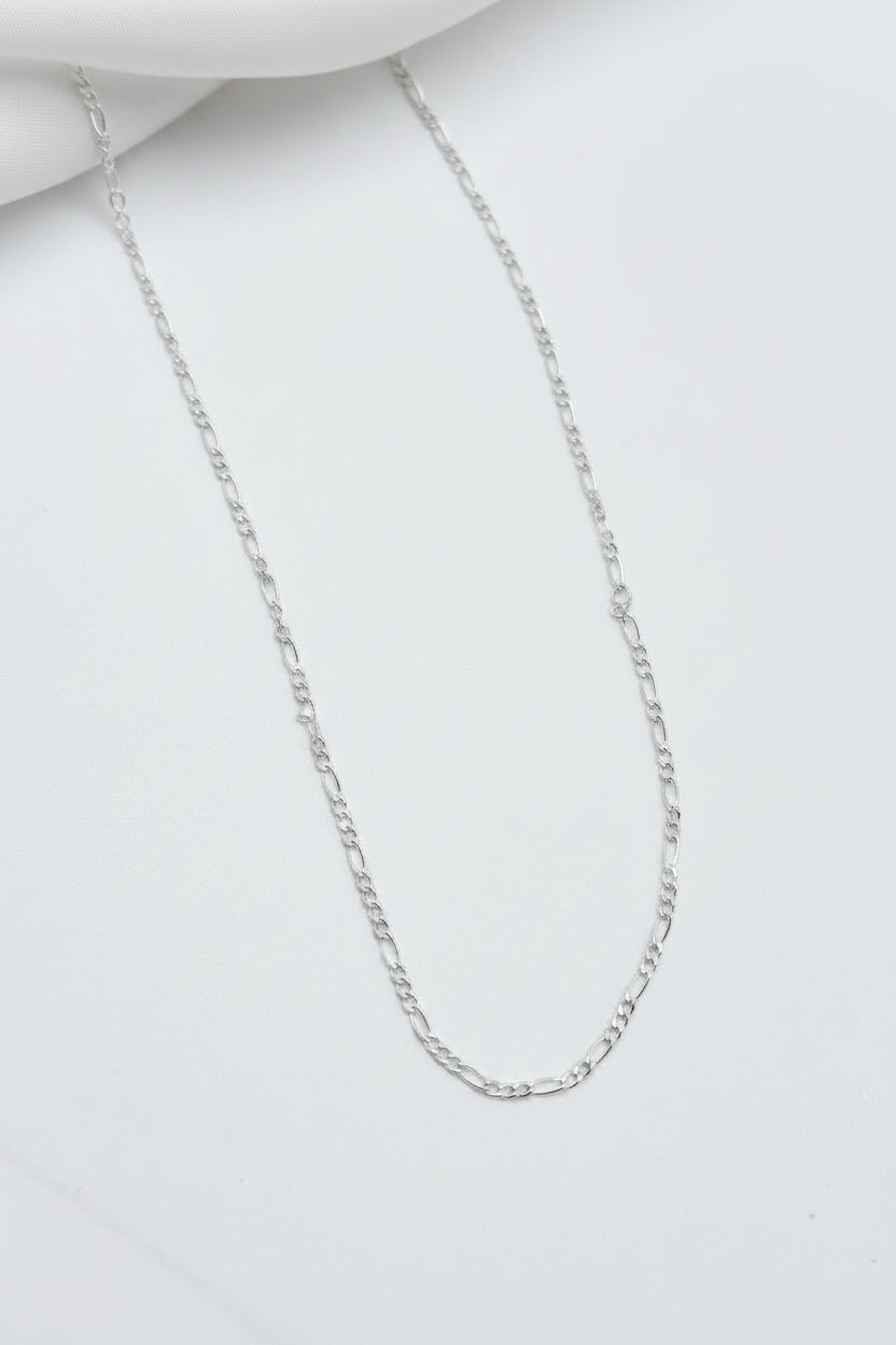 Figaro Chain 925 Silver Rhodium Plated 2.4 mm