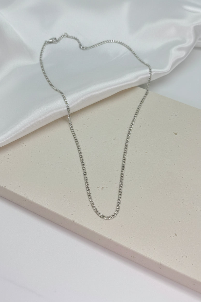 Curb Chain 925 Sterling Silver Rhodium Plated 2.5 mm
