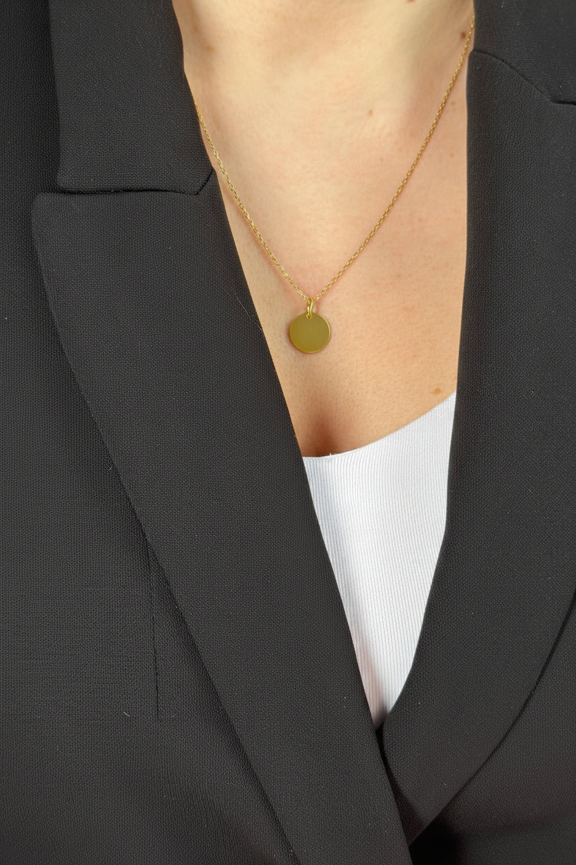 Personalized Necklace Round Pendant Paw Print or Nose Print 925 Silver 18K Gold Plated