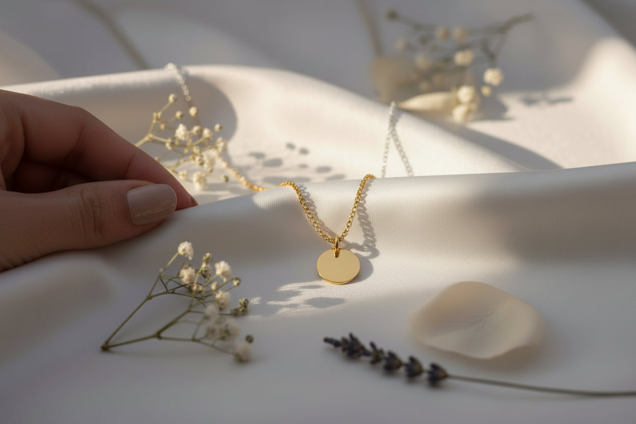 Personalized Zodiac Sign Necklace Round Pendant 925 Silver 18K Gold Plated 12 mm