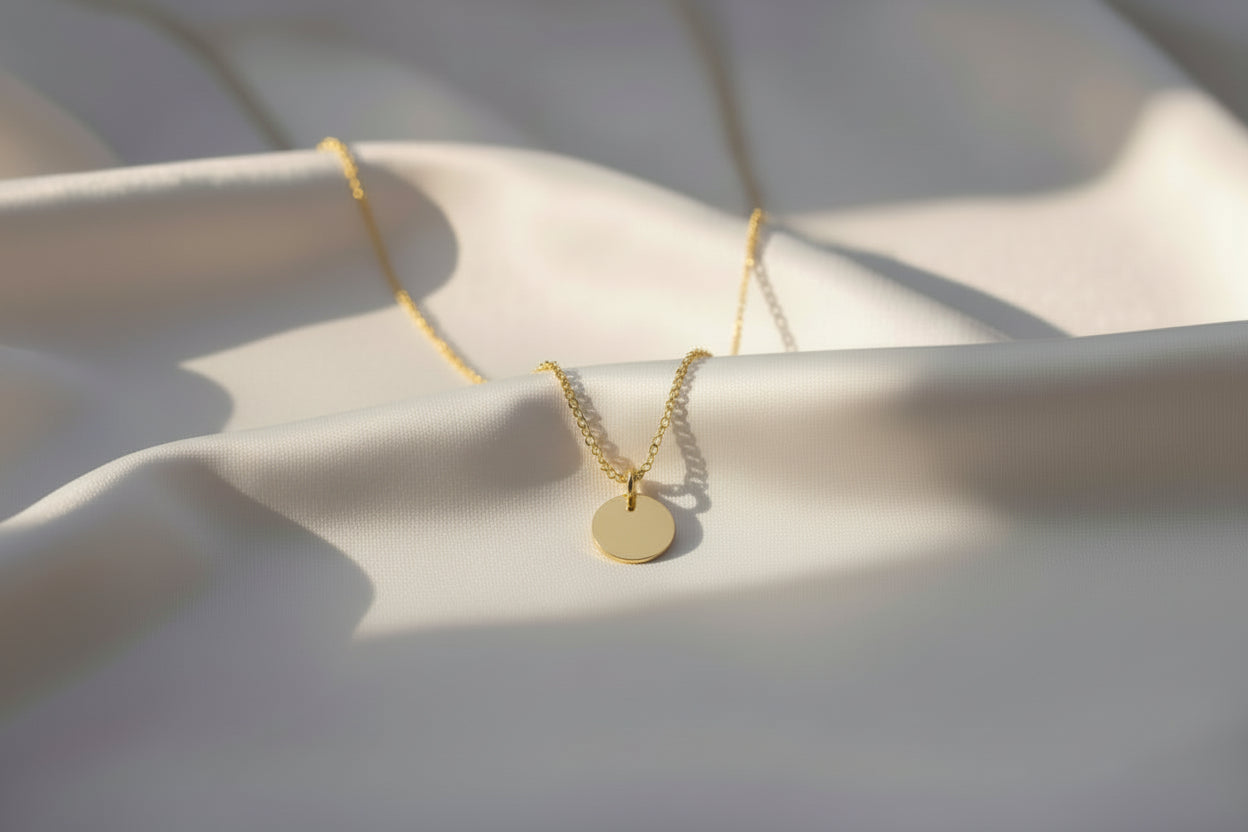 Personalized Necklace Round Pendant Paw Print or Nose Print 925 Silver 18K Gold Plated