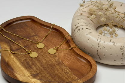 Personalized Necklace Round Pendant Handprint Footprint Engraving 925 Silver 18K Gold Plated 12 mm