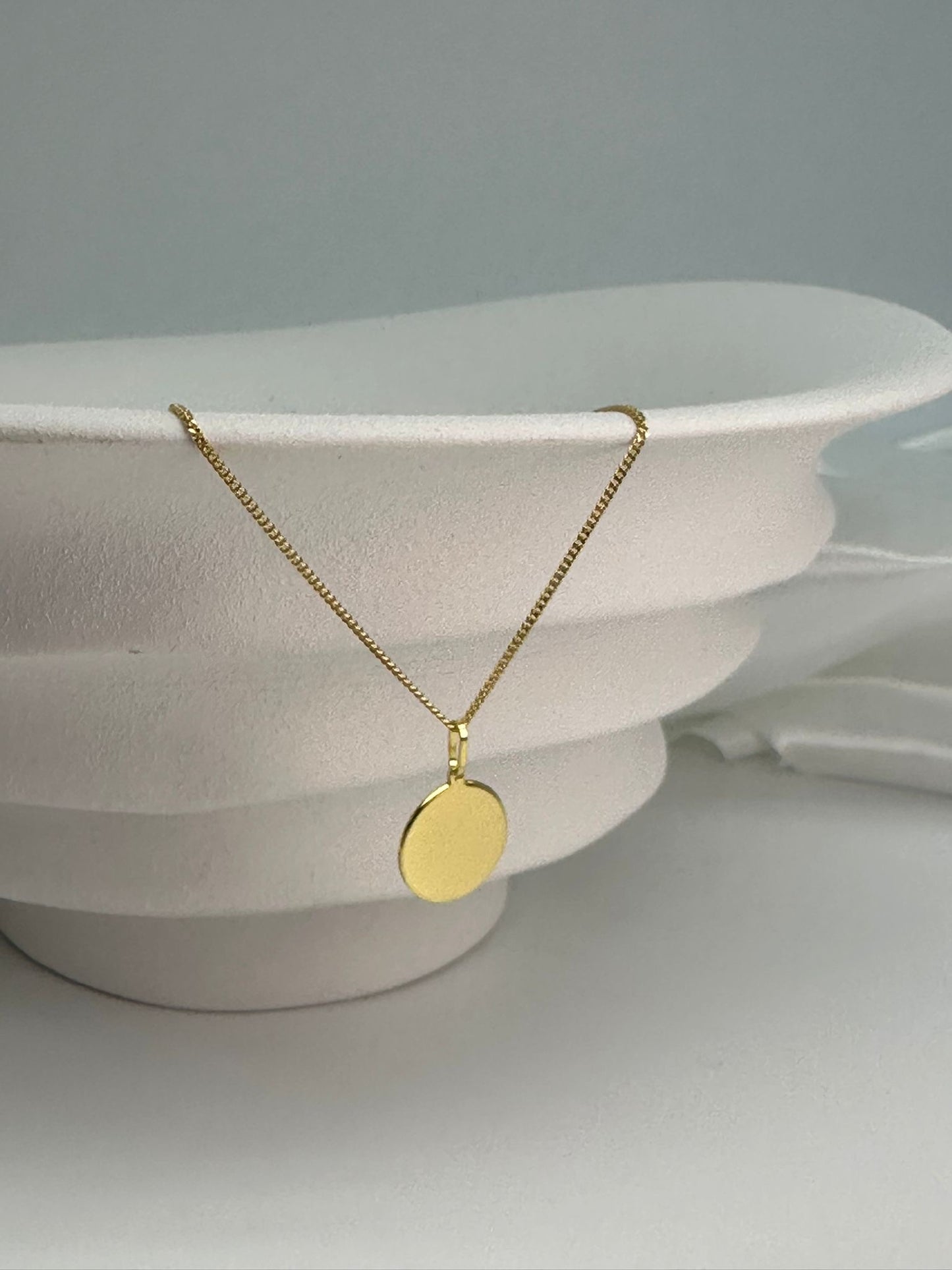 Personalized Engraved Necklace Initials Names Date Pendant Round 925 Silver 18K Vermeil Gold Plated 14 mm