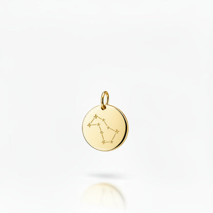 Personalized Zodiac Sign Necklace Round Pendant 925 Silver 18K Gold Plated 12 mm