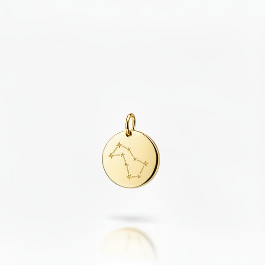 Personalized Men's Necklace Pendant Engraved Zodiac Sign Round 22 mm 925 Silver 18K Gold Plated
