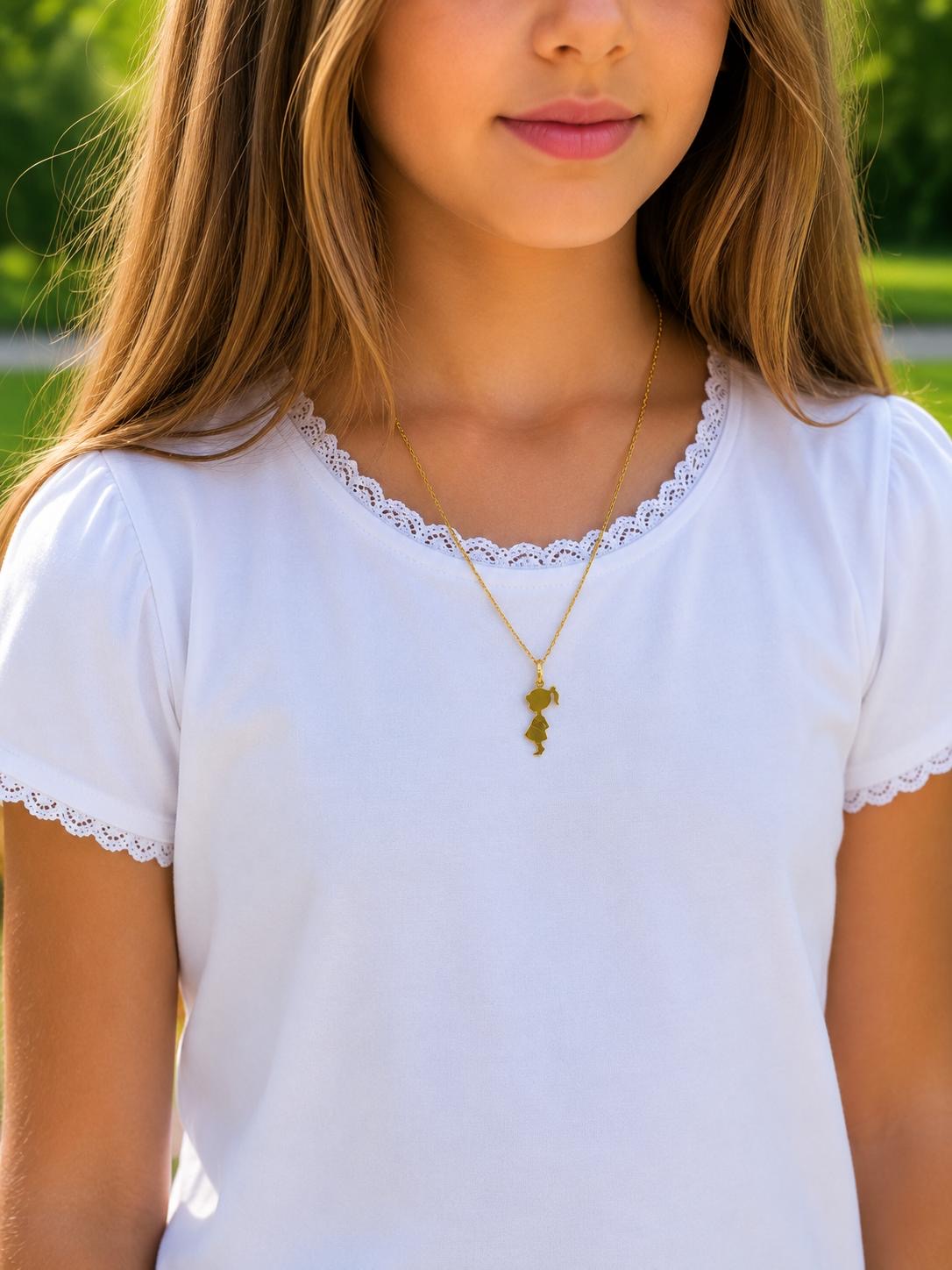 Personalized Girls Necklace Pendant Engraving 925 Silver 18K Gold Plated