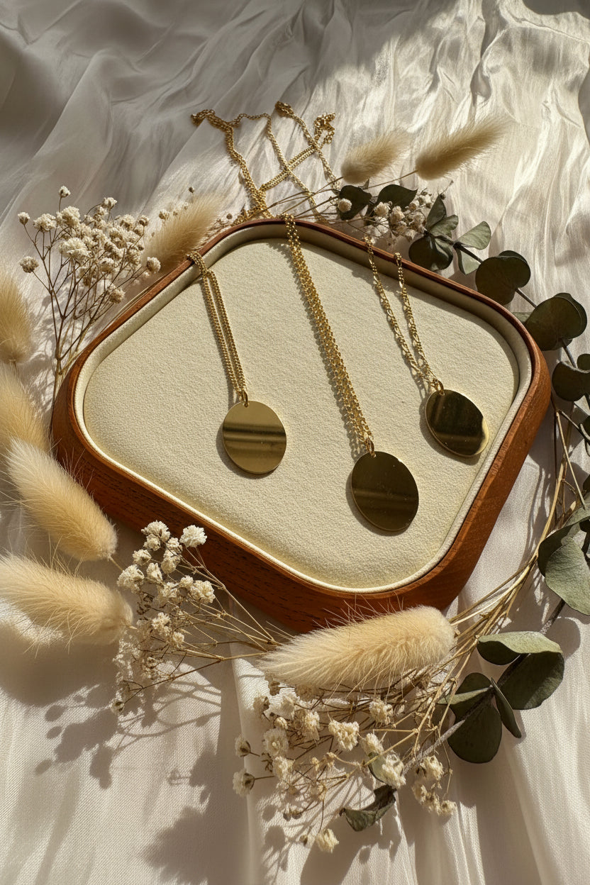 Personalized Necklace Engraving Oval Pendant 18 x 24 mm 925 Silver 18K Gold Plated