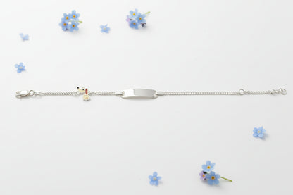 Children's Engraved Bracelet with Dog, 925 Silver, Personalized with Name, Date, or Initials