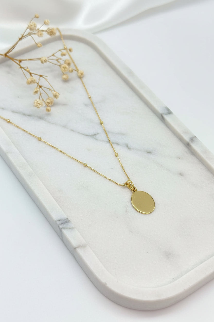 Personalized Engraved Necklace Picture Graphic Pendant Oval 12x15 mm 925 Silver 18K Vermeil Gold Plated