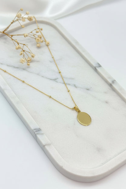 Personalized Engraved Necklace Picture Graphic Pendant Oval 12x15 mm 925 Silver 18K Vermeil Gold Plated