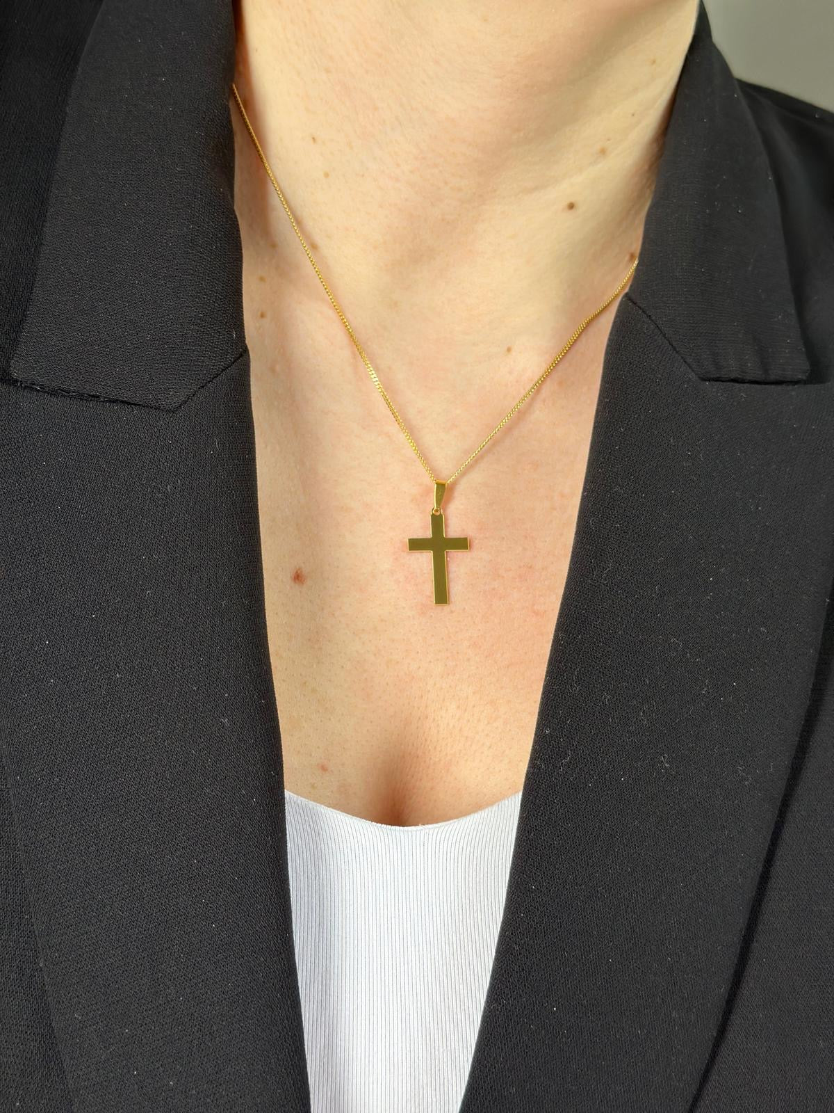 Personalized Cross Necklace Pendant Engraving 925 Silver 18K Gold Plated
