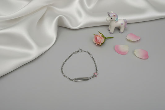 Unicorn Children's Bracelet 925 Sterling Silver Rhodium Plated Personalized with Engraving Name