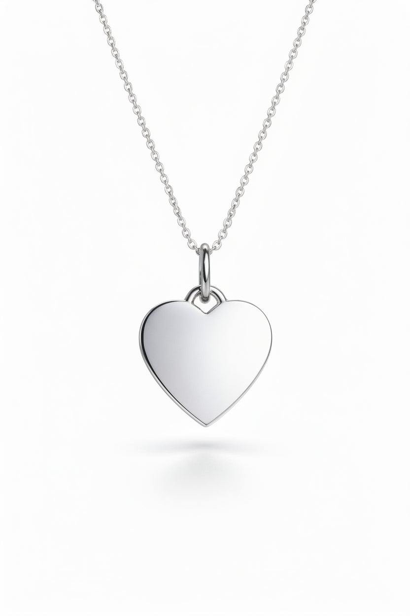 Personalized Necklace Heart Pendant with Engraving 925 Silver Rhodium Plated