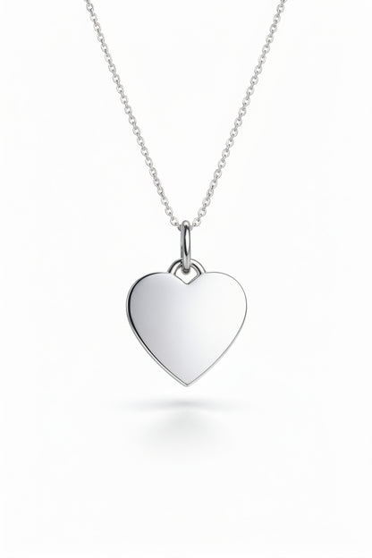 Personalized Necklace Heart Pendant with Engraving 925 Silver Rhodium Plated