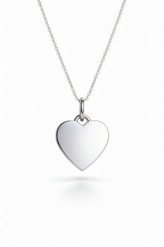 Personalized Necklace Heart Pendant with Engraving 925 Silver Rhodium Plated