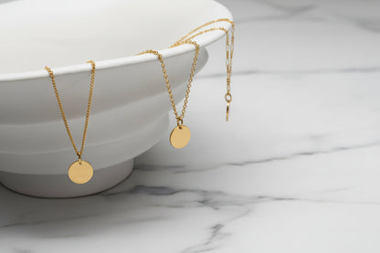 Personalized Necklace Round Pendant Paw Print or Nose Print 925 Silver 18K Gold Plated