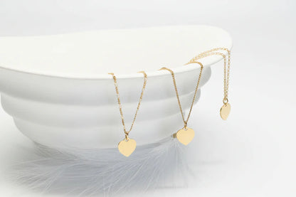 Personalized Necklace Heart Pendant Engraving Initials Names Date 925 Silver 18K Gold Plated
