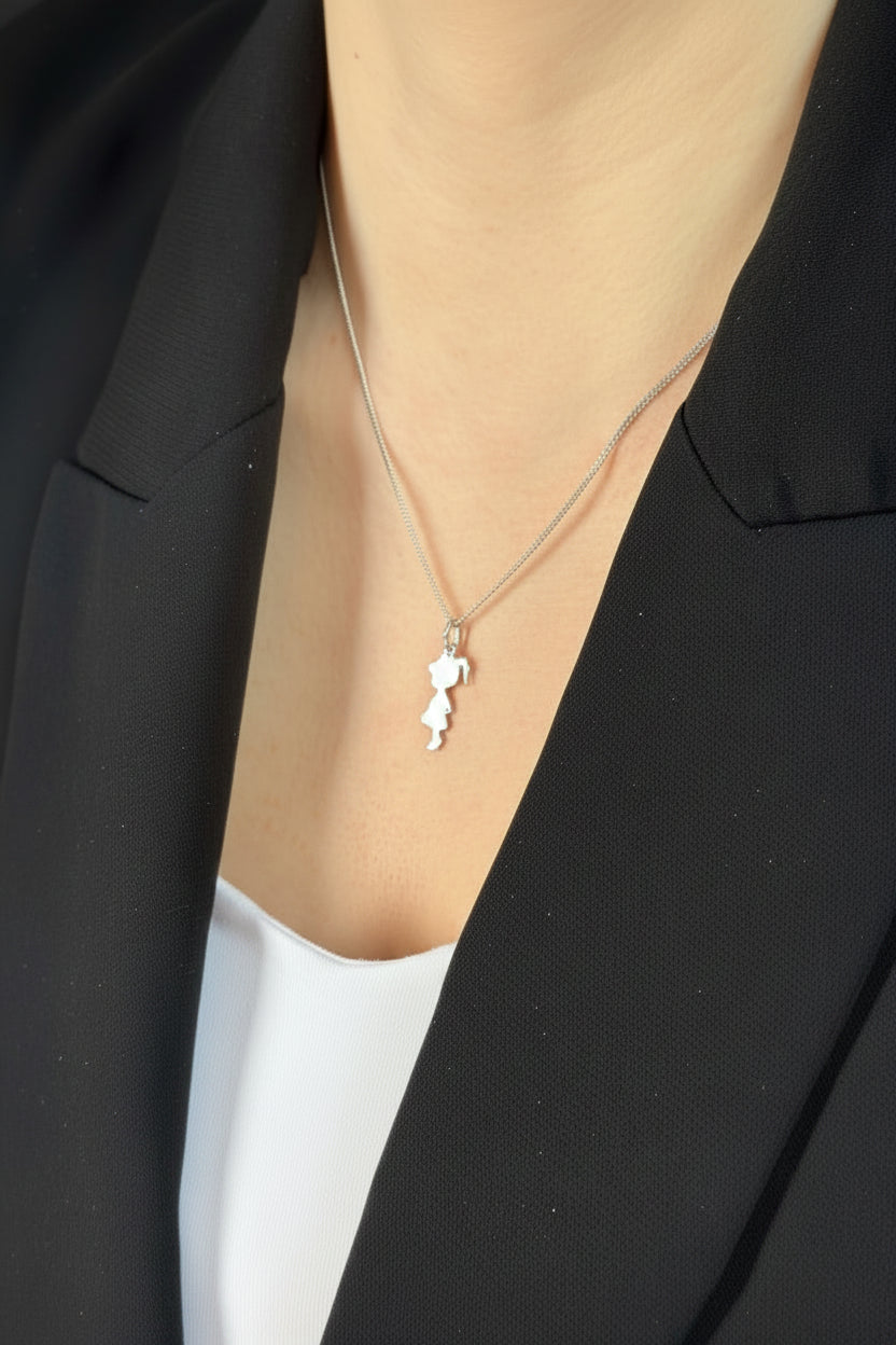 Personalized Girls Necklace Pendant Engraving 925 Silver Rhodium Plated