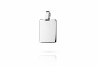 Personalized Necklace Engraving Rectangle Pendant 925 Silver Rhodium Plated 16x12 mm