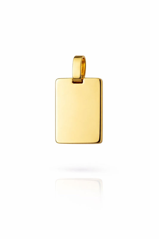 Personalized Necklace Engraving Rectangle Pendant 925 Silver 18K Gold Plated 16x12 mm