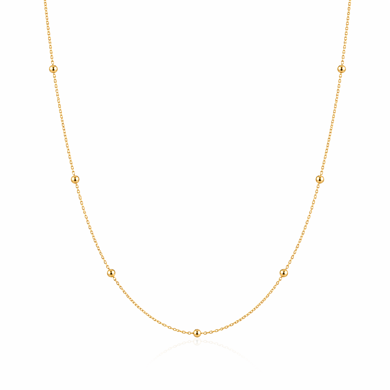 Bead Chain 925 Silver 18K Gold Plated 1.2 mm
