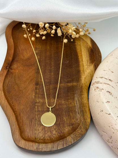 Personalized Engraved Necklace Photos Graphics Pendant Round 925 Silver 18K Vermeil Gold Plated 16 mm