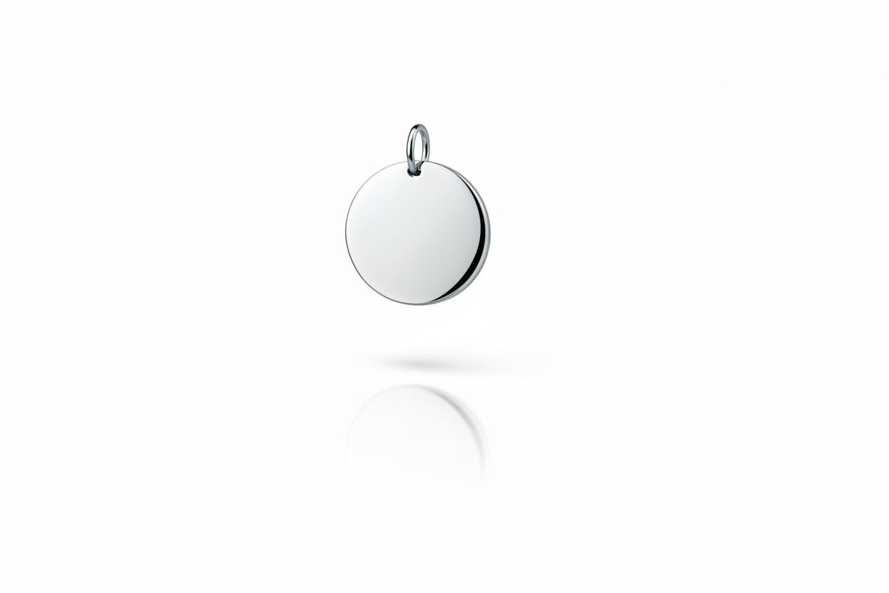 Personalized Necklace Round Pendant Custom Engraving 925 Silver Rhodium Plated
