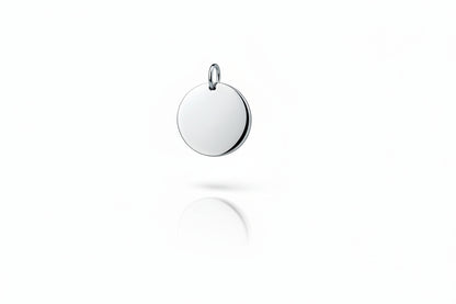 Personalized Necklace Round Pendant Custom Engraving 925 Silver Rhodium Plated