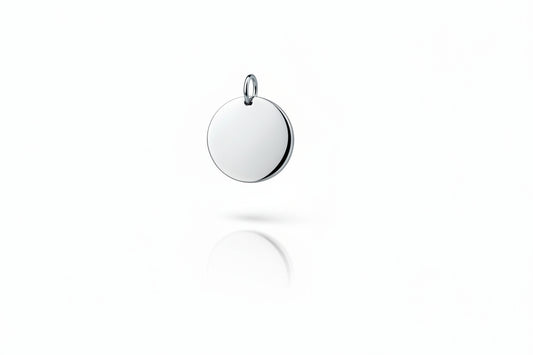 Personalized Necklace Round Pendant Custom Engraving 925 Silver Rhodium Plated
