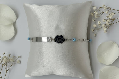 Children's Engraved Bracelet with Angel, 925 Sterling Silver, Rhodium Plated, Personalized