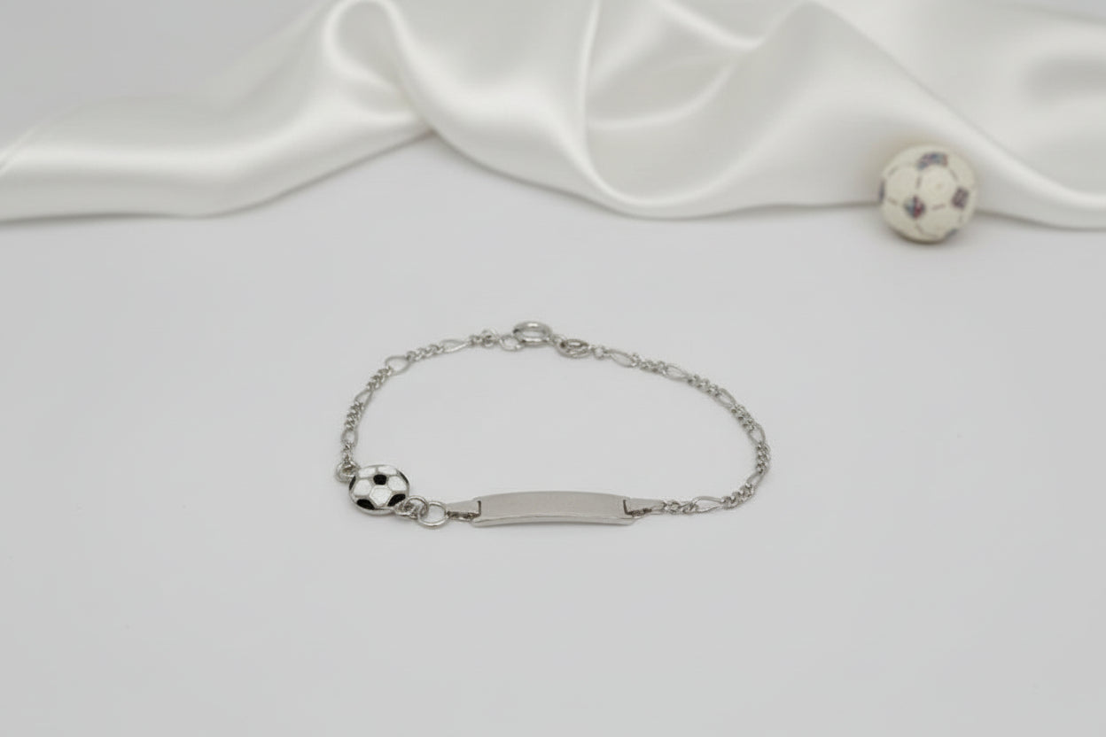 ⚽ Personalized Children's Engraved Bracelet Made of 925 Rhodium-Plated Silver
