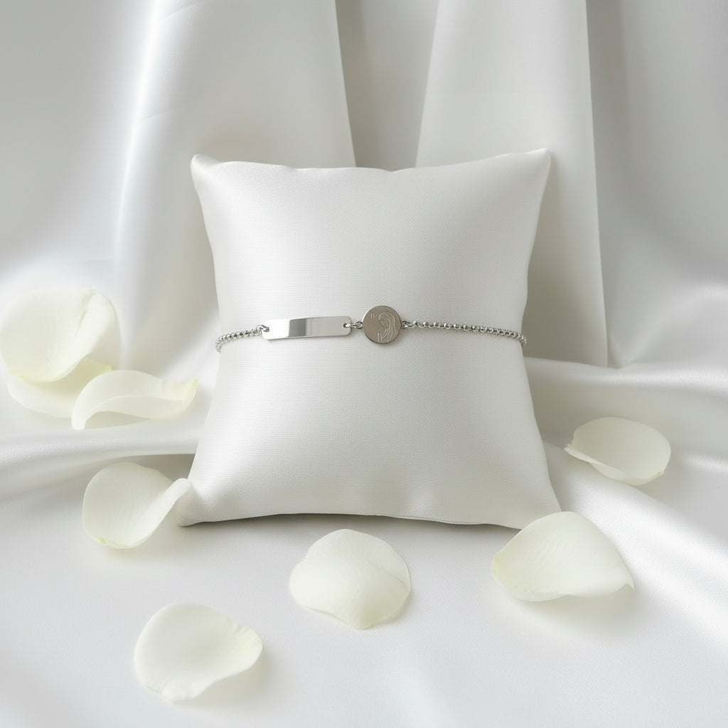Personalized Children's Bracelet Madonna 925 Sterling Silver Rhodium Plated with Engraving Jewelry with Meaning
