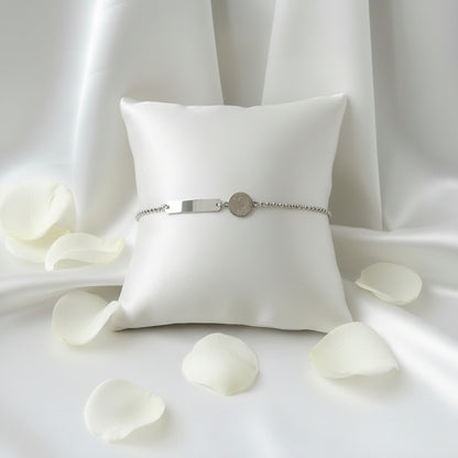Personalized Children's Bracelet Madonna 925 Sterling Silver Rhodium Plated with Engraving Jewelry with Meaning