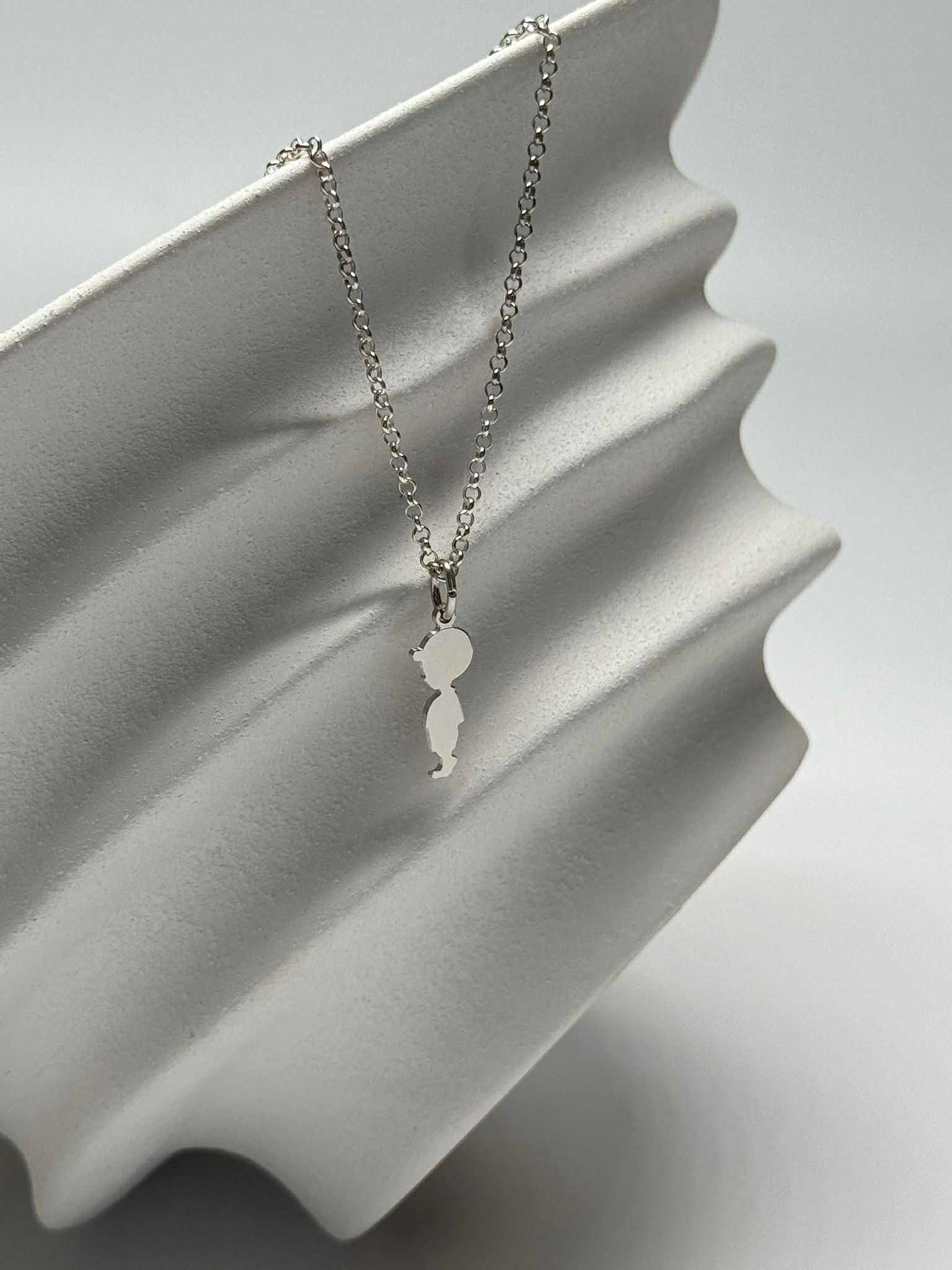 Personalized Necklace Boys Pendant Engraving 925 Silver Rhodium Plated