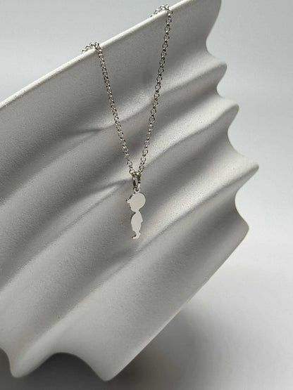 Personalized Necklace Boys Pendant Engraving 925 Silver Rhodium Plated