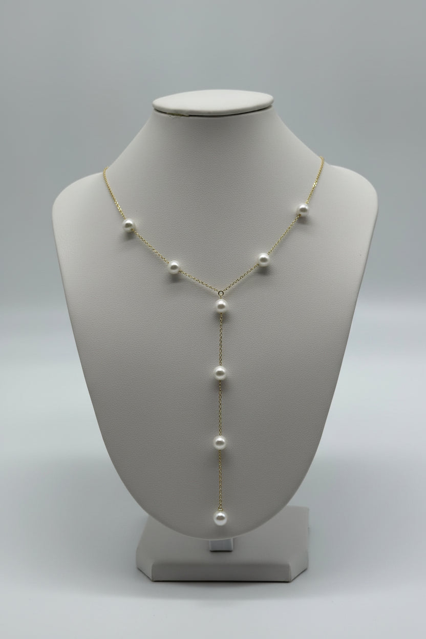 Y-Necklace with Pearls in 925 Silver - 18K Gold Plated