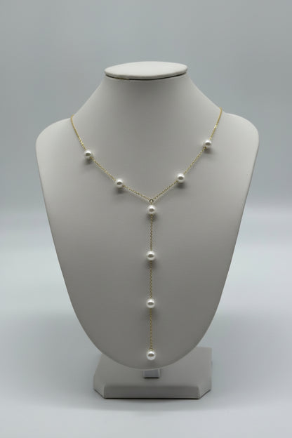 Y-Necklace with Pearls in 925 Silver - 18K Gold Plated