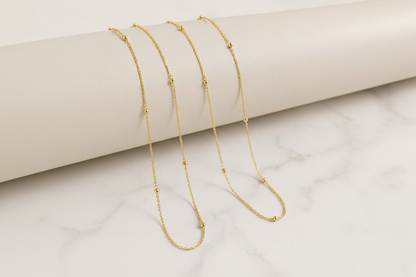 Bead Chain 925 Silver 18K Gold Plated 1.2 mm