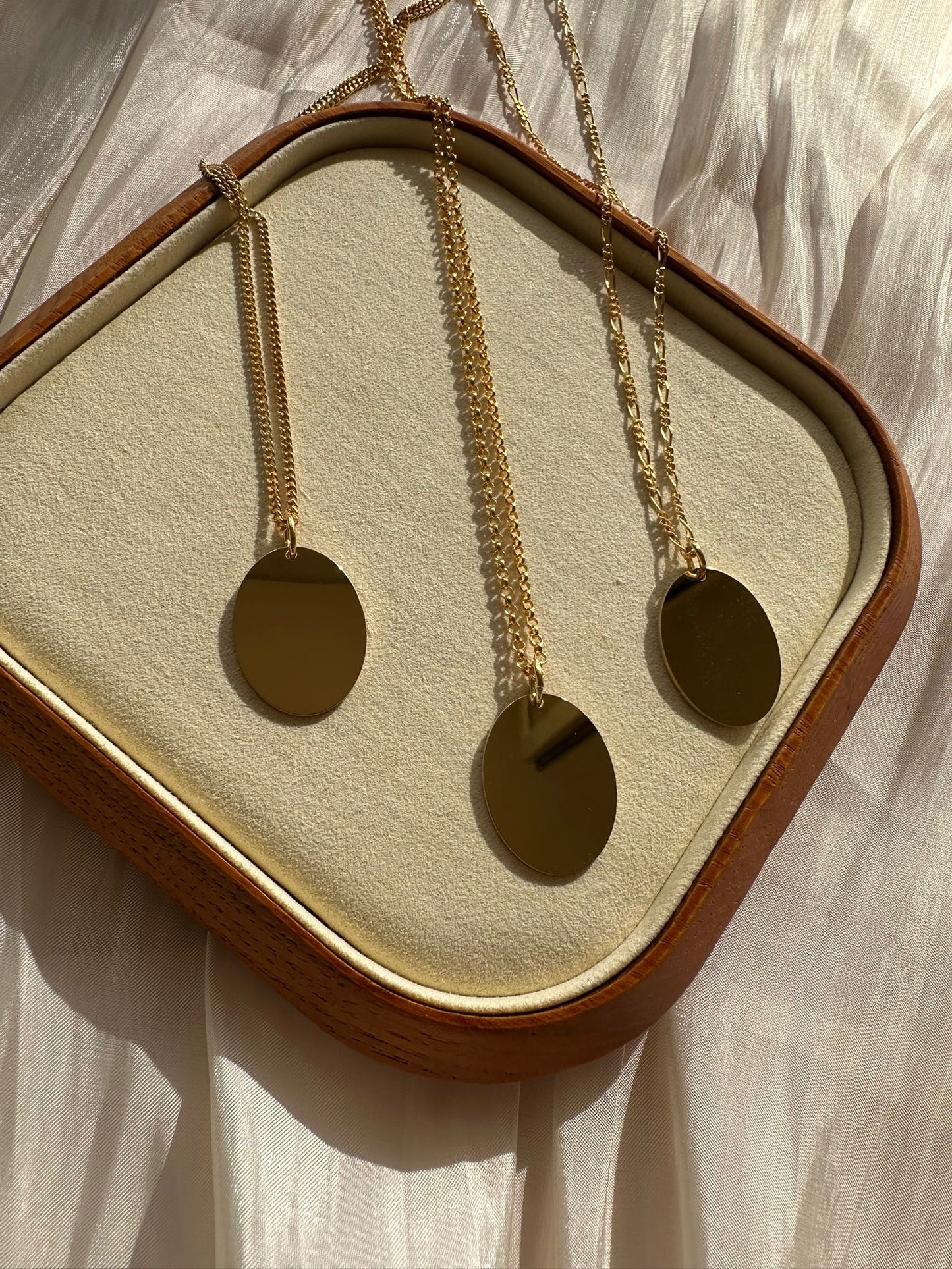 Engraved Necklace Men Handprint Footprint Oval Pendant 925 Silver 18K Gold Plated 18x24 mm