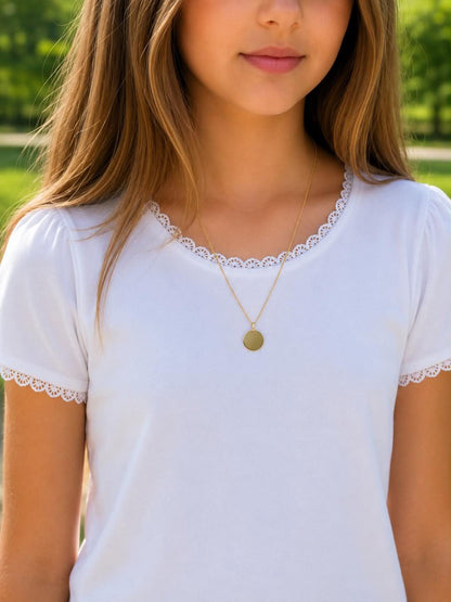 Personalized Necklace with Photo Engraving Round Pendant 925 Silver 18K Gold Plated 12 mm