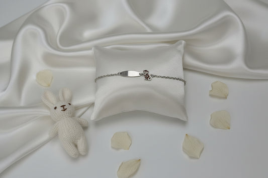 Kinder Gravur Armband Affe 925er Silber Rhodiniert Personalisiert mit Initialen Namen Datum