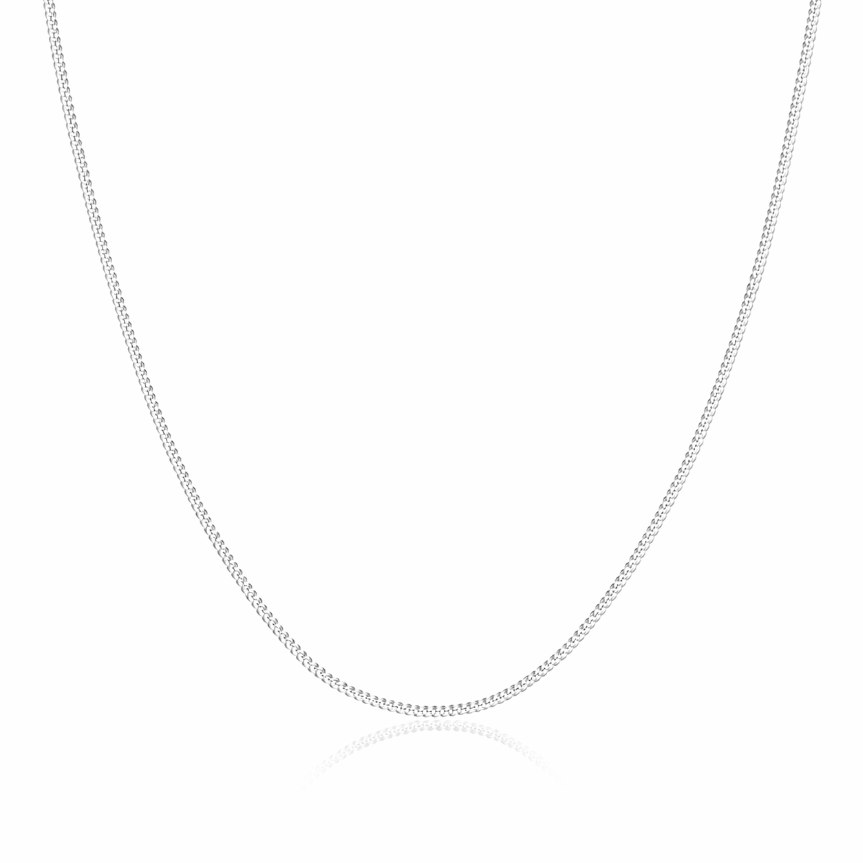 Curb Chain 925 Sterling Silver Rhodium Plated 1.2 mm
