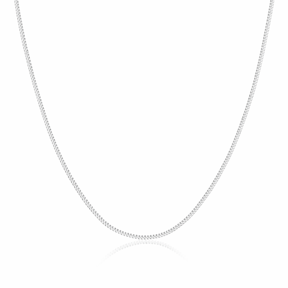 Curb Chain 925 Sterling Silver Rhodium Plated 1.2 mm
