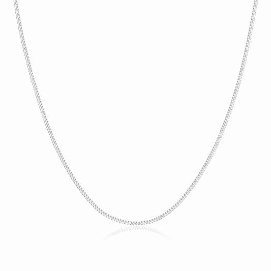 Curb Chain 925 Sterling Silver Rhodium Plated 1.2 mm